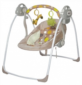 Электрокачели Riva с адаптером, цвет – Коричневый/Brown (BabyCare, 32006_Brown)